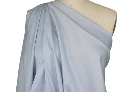Italian Stretch Cotton Shirting - Heathered Blue