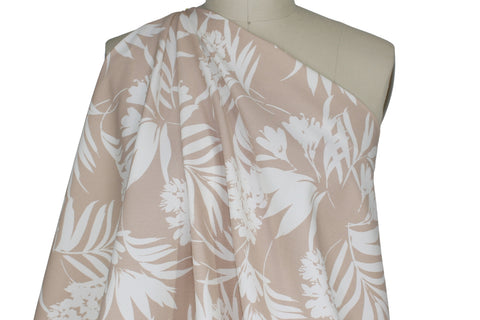 Avenue M0ntaigne Floral Stretch Bottom Weight - White on Tan