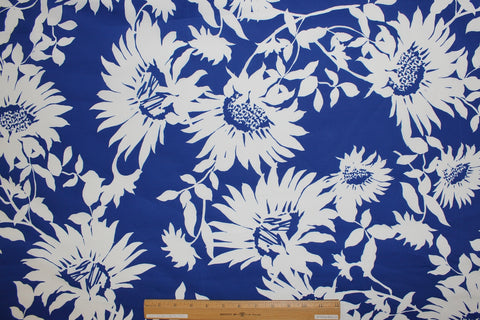 Flower Power Stretch Cotton - Blue/White