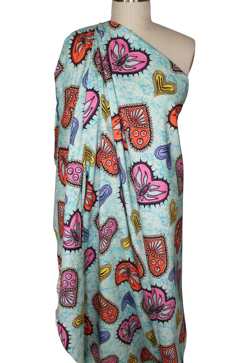 Heart print stretch cotton fabric