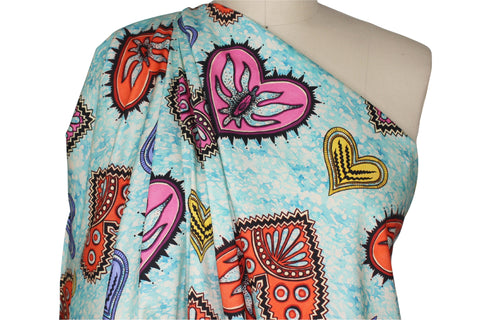 Heart print stretch cotton fabric