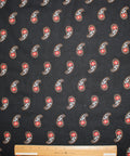 Red paisley on black background cotton