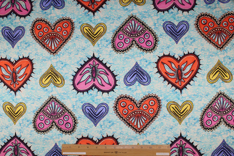 Heart print stretch cotton fabric
