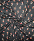 Red paisley on black background cotton