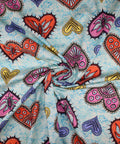 Heart print stretch cotton fabric