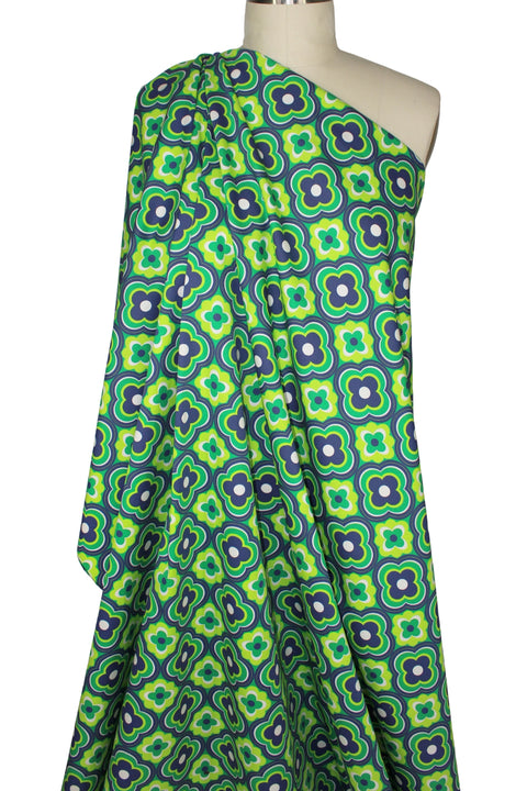 Mod Medallions Stretch Cotton - Greens/Navy