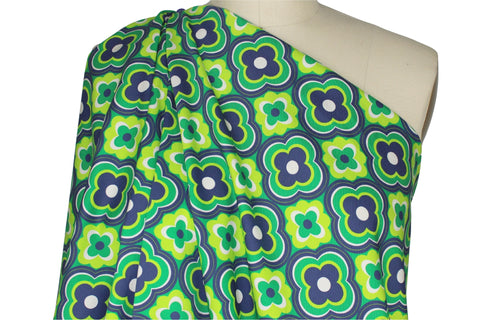 Mod Medallions Stretch Cotton - Greens/Navy