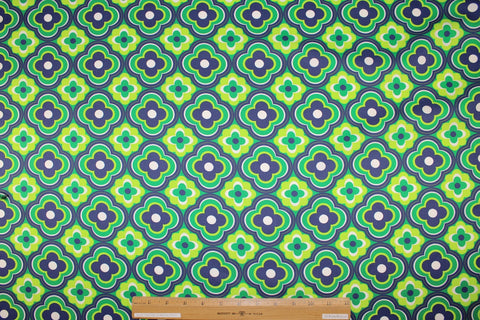 Mod Medallions Stretch Cotton - Greens/Navy