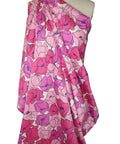 Pink floral stretch cotton sateen