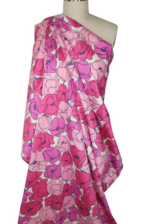 Pink floral stretch cotton sateen