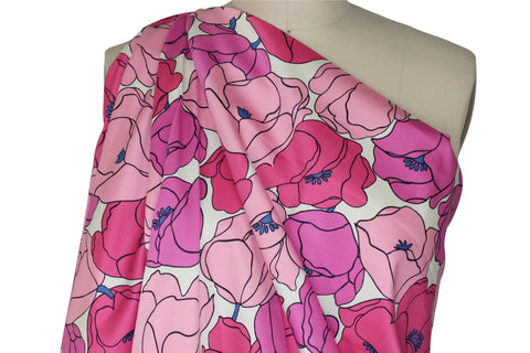 Pink floral stretch cotton sateen