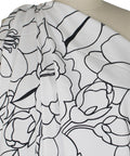 Black and white pen and ink style floral cotton sateen