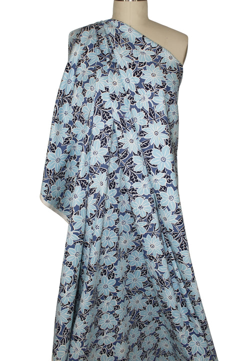 Floral stretch cotton twill bottom-weight