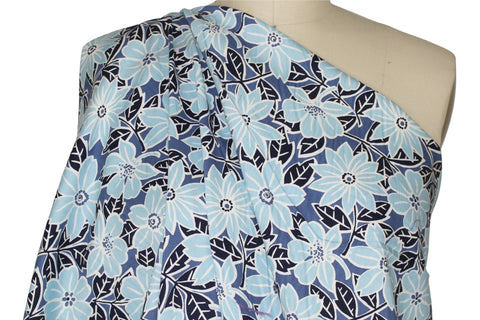 Floral stretch cotton twill bottom-weight