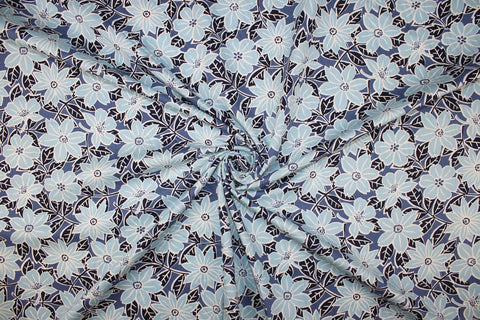 Floral stretch cotton twill bottom-weight