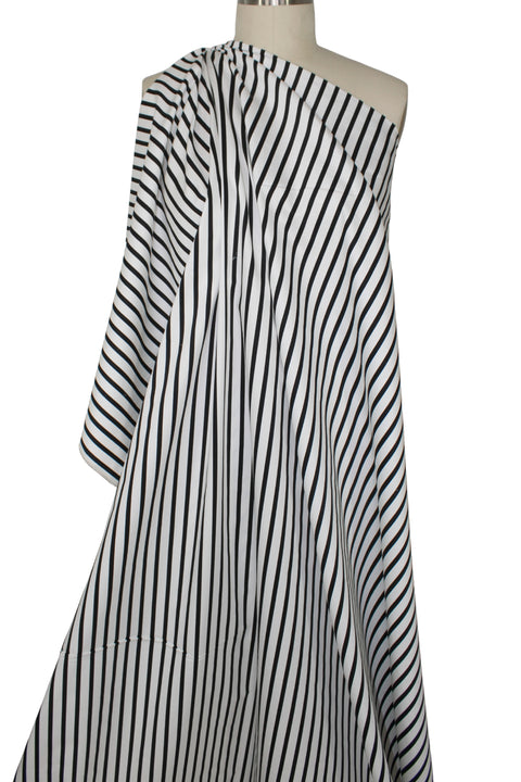 Black and white striped cotton shirting