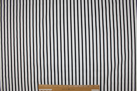Black and white striped cotton shirting
