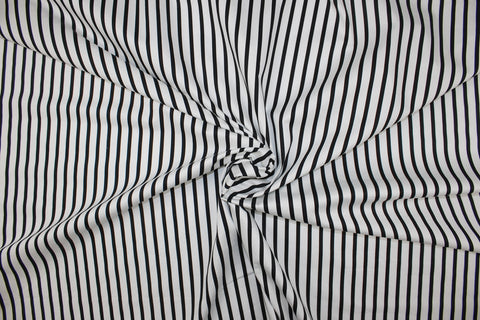 Black and white striped cotton shirting