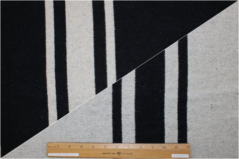 Reversible Woolrich Double Border Blanket Coating - Black/Natural