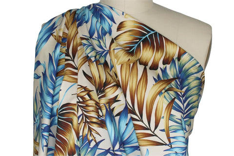 Tropical print stretch cotton twill