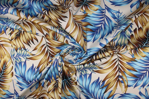 Tropical print stretch cotton twill