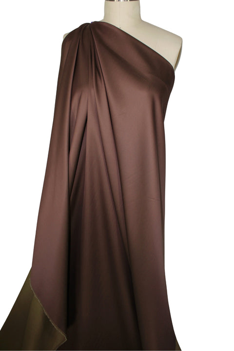 Super Soft Double Sided Cotton Sateen Twill - Milk Chocolate/Olive