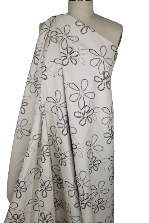 Embroidered natural color denim