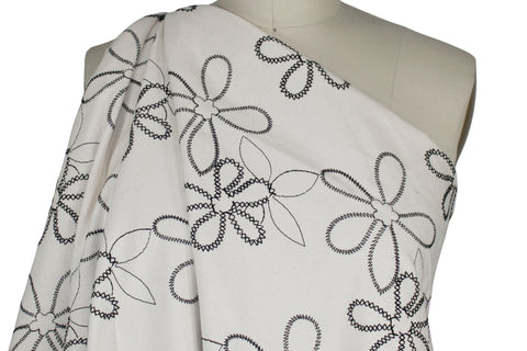 Embroidered natural color denim