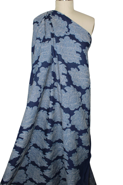 Heavily appliquéd denim