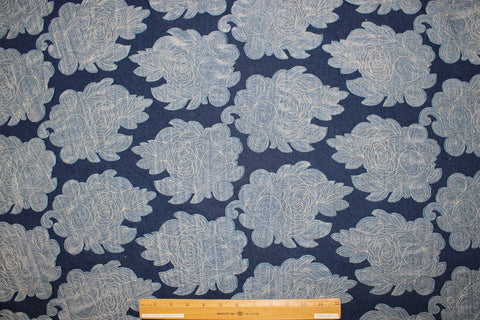 Heavily appliquéd denim