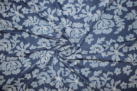 Heavily appliquéd denim