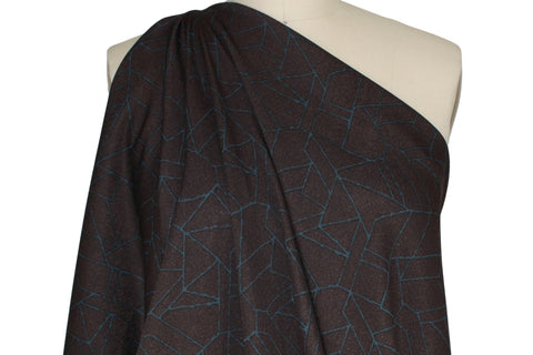 Tile Style Double Knit - Darkest Brown/Teal