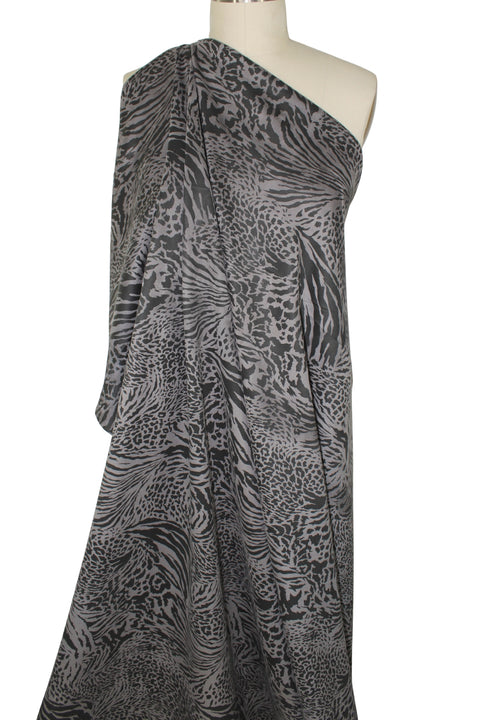 Big Cat Print Sueded Scuba Knit - Gray/Black Big Cat Print Sueded Scuba Knit - Gray/Black