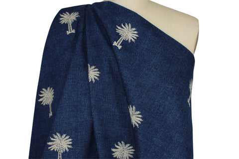 Palm Tree embroidered denim 