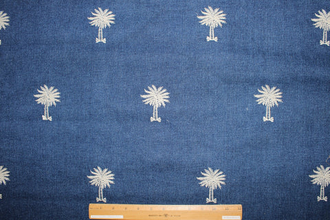 Palm Tree embroidered denim 