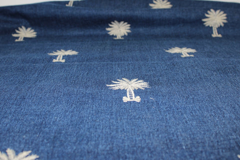 Palm Tree embroidered denim 