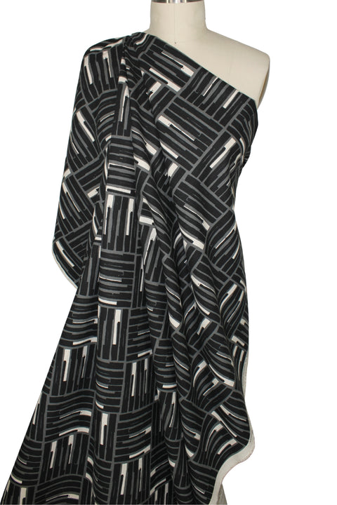 Robert Kaufman Japanese denim with graphic black/gray print