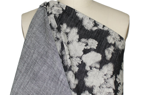 Floral print midweight denim