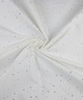Distressed white denim fabric