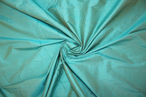 Iridescent peacock blue silk dupioni