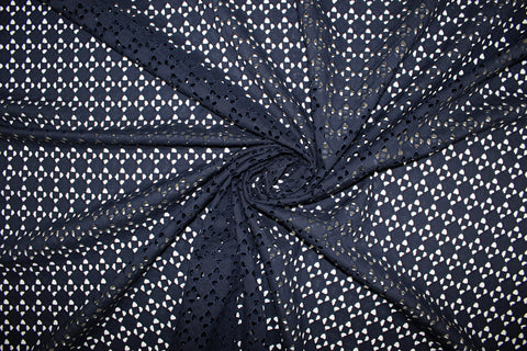 Navy blue geometric eyelet 