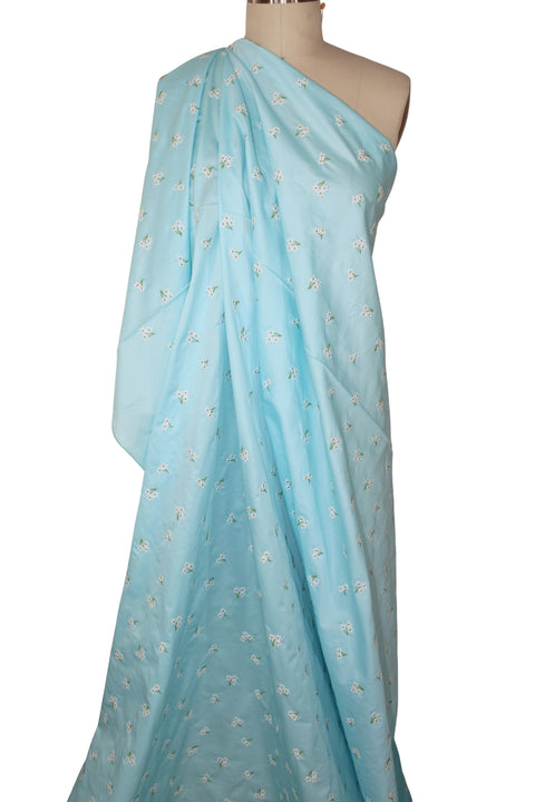 Delicate floral embroidered cotton lawn