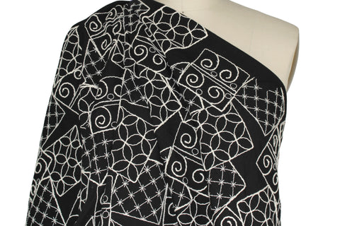 Embroidered black cotton
