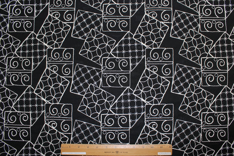 Embroidered black cotton