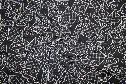 Embroidered black cotton