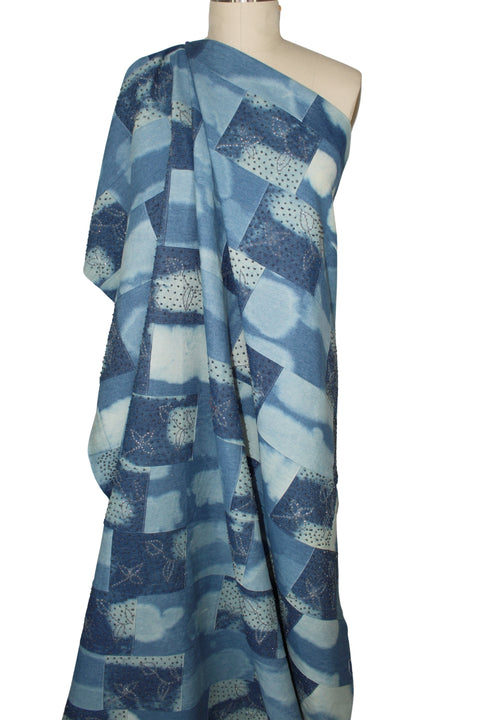 Embellished patchwork denim