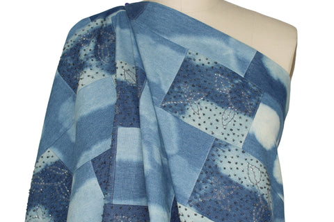 Embellished patchwork denim