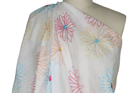 Floral embroidered cotton organdy