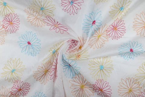 Floral embroidered cotton organdy