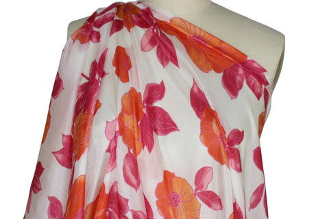 Poppy print silk habotai